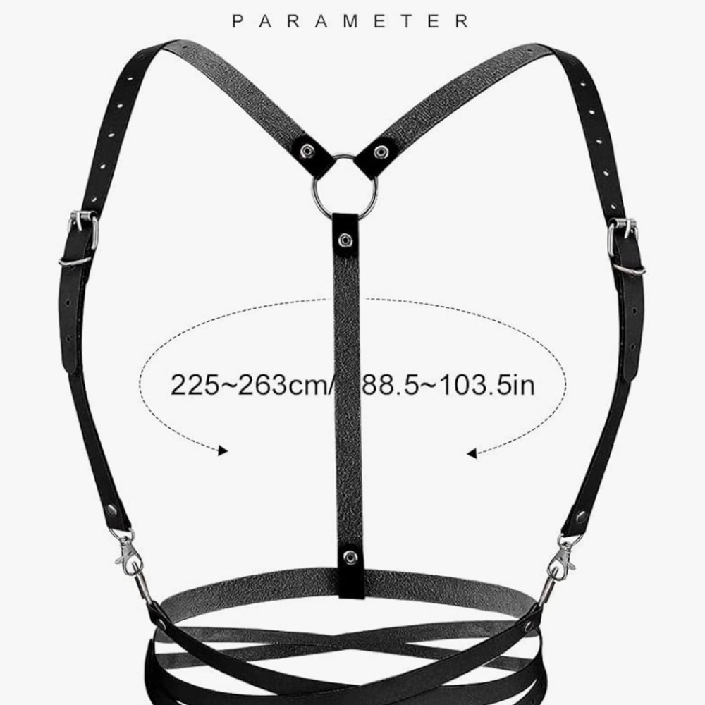 Amazon Black Leather Harness Belt - Picture 2 of 3